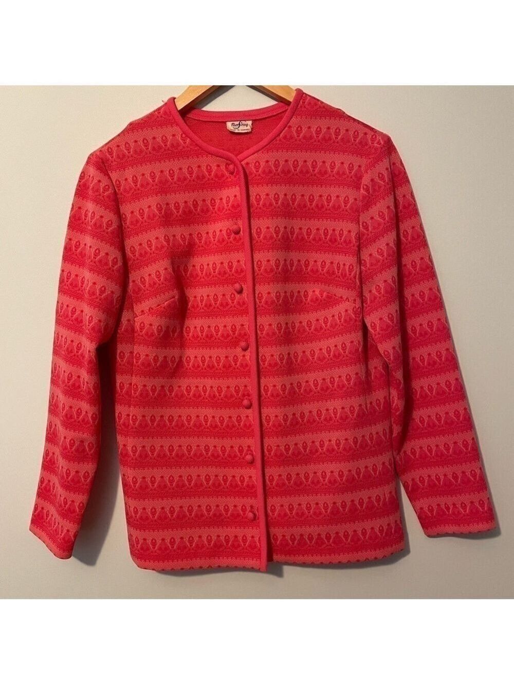 Vintage 90’s Tan Jay Pink Button Up Sweater